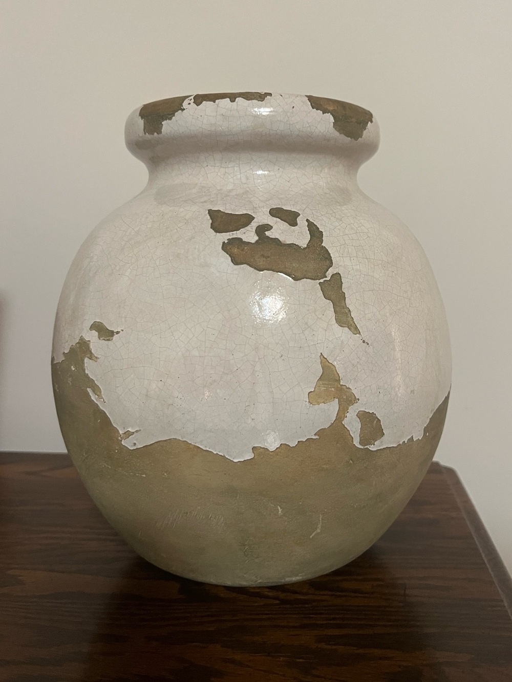 Pottery Barn Large Tuscany Glaze Terracotta Urn - Terra Cotta Jug Jar White Vase - Picture 4 of 7